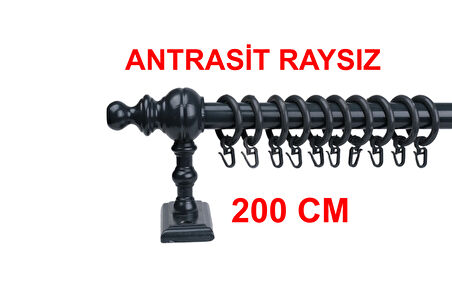 Antrasit Raysız Ahşap Rustik Perde Askısı Rustik Borusu