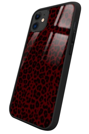 Apple iPhone 11 Uyumlu Bordo Leopar Tasarımlı Parlak Silikon Kılıf