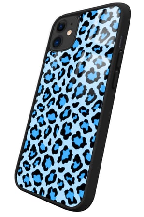 Apple iPhone 11 Uyumlu Mavi Leopar  Tasarımlı Parlak Silikon Kılıf