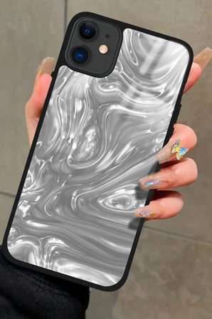 Apple iPhone 11 Uyumlu Beyaz Tasarımlı Parlak Silikon Kılıf