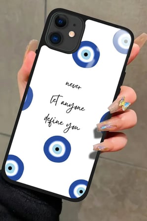 Apple iPhone 11 Uyumlu Motivasyonlu Nazar Boncuğu Tasarımlı Parlak Silikon Kılıf