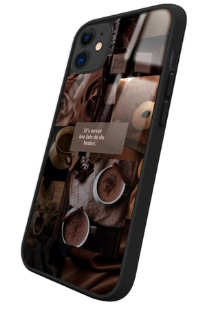 Apple iPhone 11 Uyumlu Kahverengi Poster Tasarımlı Parlak Silikon Kılıf