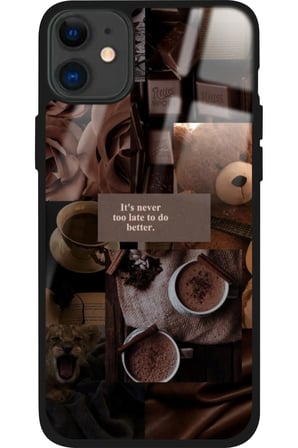 Apple iPhone 11 Uyumlu Kahverengi Poster Tasarımlı Parlak Silikon Kılıf