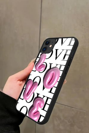 Apple iPhone 11 Uyumlu Love Yazılı Parlak Silikon Kılıf
