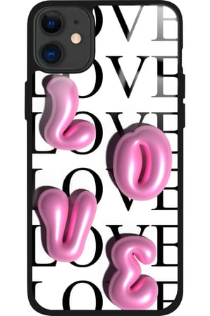 Apple iPhone 11 Uyumlu Love Yazılı Parlak Silikon Kılıf