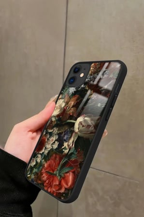 Apple iPhone 11 Uyumlu Karışık Çiçek Tasarımlı Parlak Silikon Kılıf
