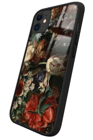 Apple iPhone 11 Uyumlu Karışık Çiçek Tasarımlı Parlak Silikon Kılıf