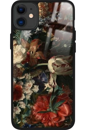 Apple iPhone 11 Uyumlu Karışık Çiçek Tasarımlı Parlak Silikon Kılıf