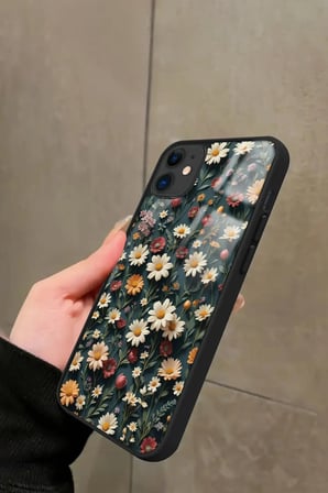 Apple iPhone 11 Uyumlu Karışık Çiçek Tasarımlı Parlak Silikon Kılıf