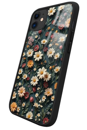 Apple iPhone 11 Uyumlu Karışık Çiçek Tasarımlı Parlak Silikon Kılıf