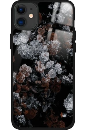 Apple iPhone 11 Uyumlu Beyaz Çiçek Tasarımlı Parlak Silikon Kılıf