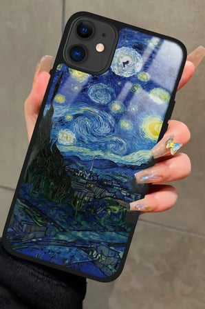 Apple iPhone 11 Uyumlu Van Gogh Tasarımlı Parlak Silikon Kılıf