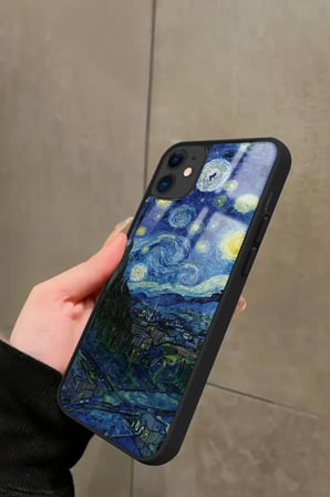 Apple iPhone 11 Uyumlu Van Gogh Tasarımlı Parlak Silikon Kılıf