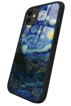 Apple iPhone 11 Uyumlu Van Gogh Tasarımlı Parlak Silikon Kılıf