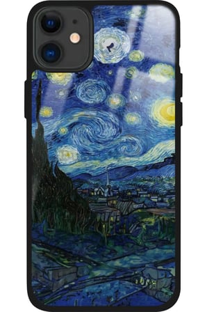 Apple iPhone 11 Uyumlu Van Gogh Tasarımlı Parlak Silikon Kılıf