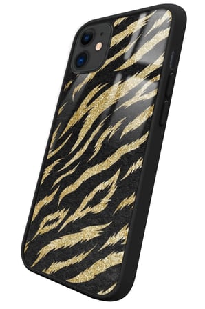 Apple iPhone 12 Uyumlu Kahverengi Zebra  Tasarımlı Parlak Silikon Kılıf