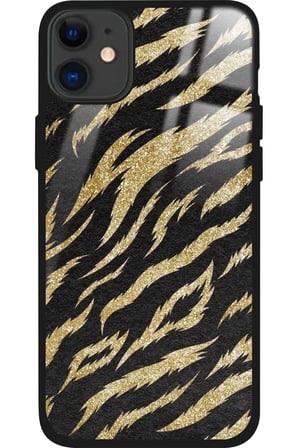 Apple iPhone 12 Uyumlu Kahverengi Zebra  Tasarımlı Parlak Silikon Kılıf