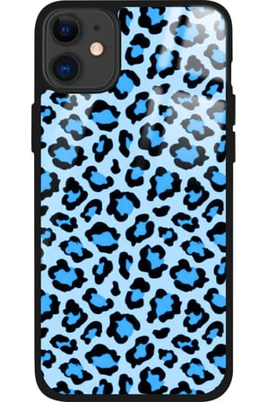 Apple iPhone 12 Uyumlu Mavi Leopar  Tasarımlı Parlak Silikon Kılıf