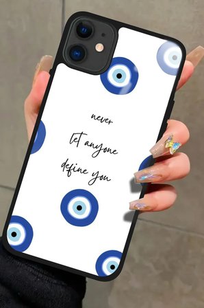 Apple iPhone 12 Uyumlu Motivasyonlu Nazar Boncuğu Tasarımlı Parlak Silikon Kılıf
