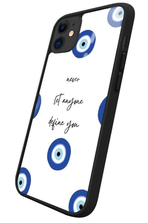 Apple iPhone 12 Uyumlu Motivasyonlu Nazar Boncuğu Tasarımlı Parlak Silikon Kılıf