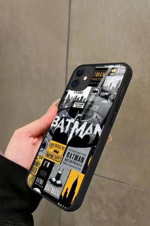 Apple iPhone 12 Uyumlu Batman Tasarımlı Parlak Silikon Kılıf