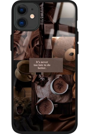 Apple iPhone 12 Uyumlu Kahverengi Poster Tasarımlı Parlak Silikon Kılıf