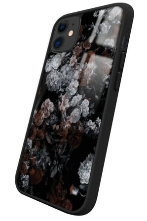 Apple iPhone 12 Uyumlu Beyaz Çiçek Tasarımlı Parlak Silikon Kılıf