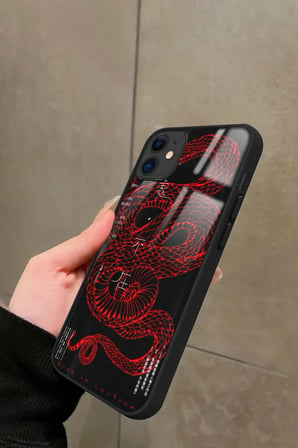 Apple iPhone 12 Uyumlu Dragon Tasarımlı Parlak Silikon Kılıf