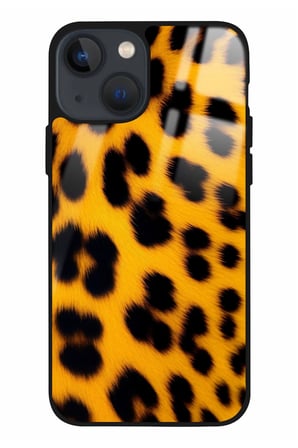 Apple iPhone 13 Uyumlu Sarı Leopar Tasarımlı Parlak Silikon Kılıf