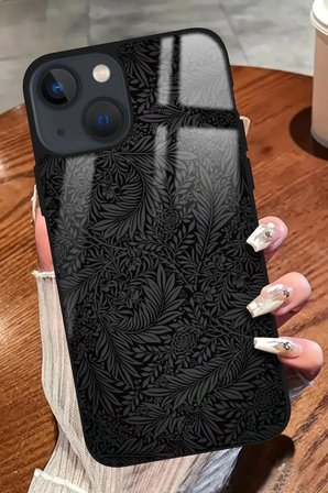 Apple iPhone 13 Uyumlu Siyah Karışık Tasarımlı Parlak Silikon Kılıf
