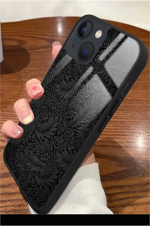 Apple iPhone 13 Uyumlu Siyah Karışık Tasarımlı Parlak Silikon Kılıf