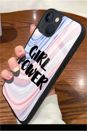 Apple iPhone 13 Uyumlu Girl Power Tasarımlı Parlak Silikon Kılıf