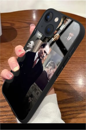 Apple iPhone 13 Uyumlu Atatürk Poster Tasarımlı Parlak Silikon Kılıf