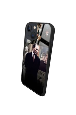 Apple iPhone 13 Uyumlu Atatürk Poster Tasarımlı Parlak Silikon Kılıf