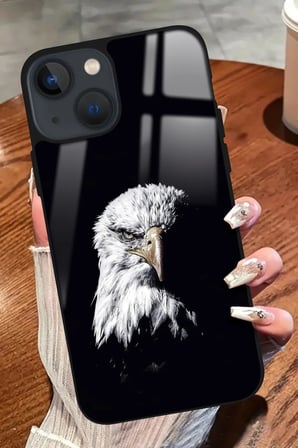 Apple iPhone 13 Uyumlu Kartal Tasarımlı Parlak Silikon Kılıf