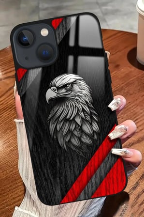 Apple iPhone 13 Uyumlu Kartal Tasarımlı Parlak Silikon Kılıf