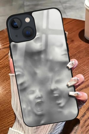 Apple iPhone 14 Uyumlu Beyaz Sanat Tasarımlı Parlak Silikon Kılıf