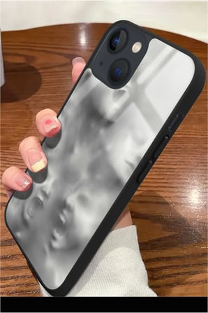 Apple iPhone 14 Uyumlu Beyaz Sanat Tasarımlı Parlak Silikon Kılıf