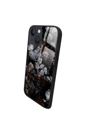 Apple iPhone 14 Uyumlu Beyaz Çiçek Tasarımlı Parlak Silikon Kılıf