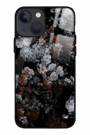 Apple iPhone 14 Uyumlu Beyaz Çiçek Tasarımlı Parlak Silikon Kılıf