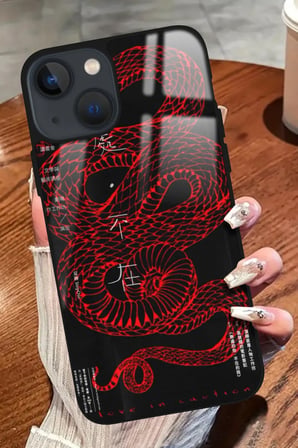 Apple iPhone 14 Uyumlu Dragon Tasarımlı Parlak Silikon Kılıf