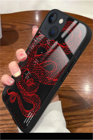 Apple iPhone 14 Uyumlu Dragon Tasarımlı Parlak Silikon Kılıf
