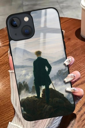 Apple iPhone 14 Uyumlu Bulutların Üzerinde Yolculuk Tasarımlı Parlak Silikon Kılıf