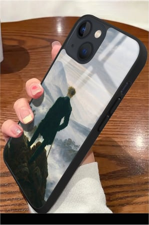Apple iPhone 14 Uyumlu Bulutların Üzerinde Yolculuk Tasarımlı Parlak Silikon Kılıf