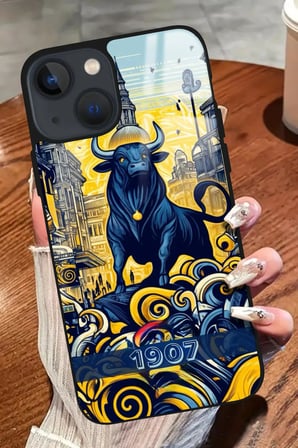 Apple iPhone 14 Uyumlu Kadıköy Boğası Tasarımlı Parlak Silikon Kılıf