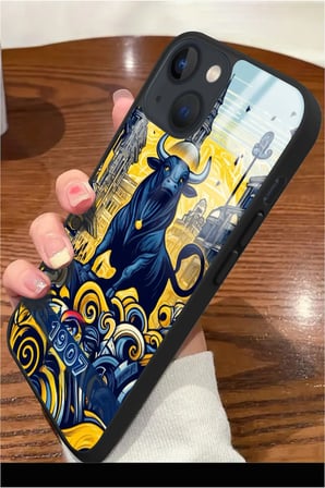 Apple iPhone 14 Uyumlu Kadıköy Boğası Tasarımlı Parlak Silikon Kılıf