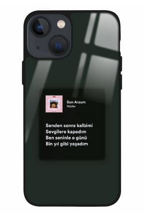 Apple iPhone 15 Uyumlu Nilüfer Şarkı Sözü Tasarımlı Parlak Silikon Kılıf