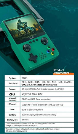 X6 Oyun Konsolu Yeni Nesil El Atarisi 10.000+ Oyun IPS Net Ekran Mp3/mp4/video Gamepad