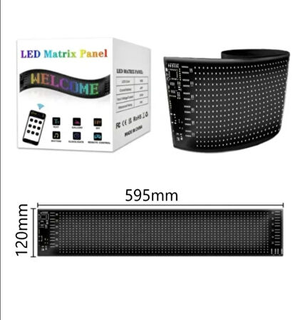 Pixel Led Panel Dijital Ekran Yazı ve Animasyon Eklenebilen Telefon Kontrollü Yapışkanlı 16*96 Led