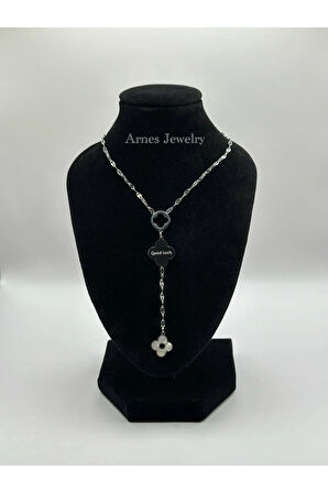 Çelik Silver Yoncalı Kolye